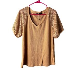 Merokeety Blush Pink Waffle Style V Neck Short Sleeve Top